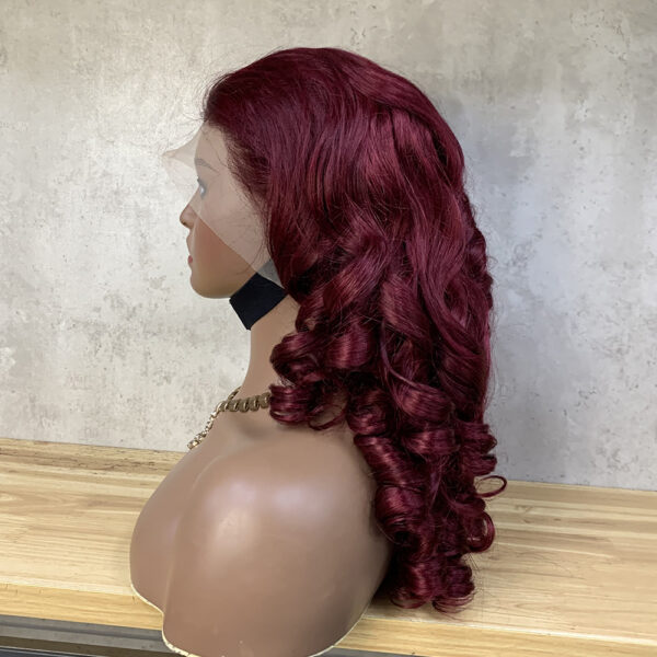 #99j Double Drawn Bouncy Curl 13x4 Transparent Lace Full Frontal 300% Density Wig - Image 3